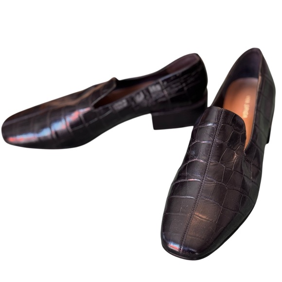 Via Spiga Black Croc Embossed Leather Loafers – Women US 6.5 / EU 36.5 / UK 3.5 - Picture 8 of 11